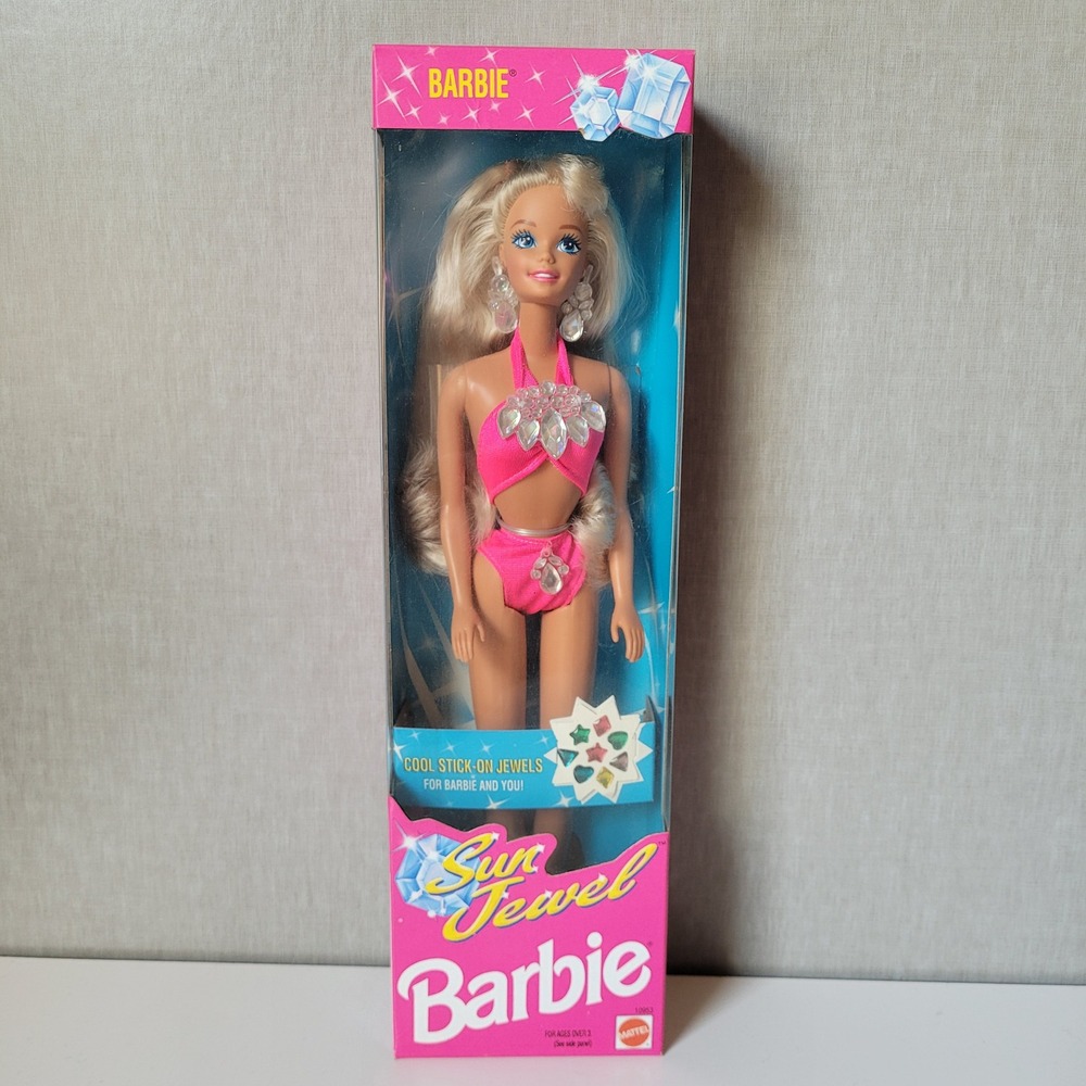 Mattel Sun Jewel Barbie Doll Girls Pink Gem Swimsuit Vintage 1993 10953 NIB